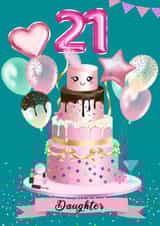 Daughter Happy 21st Birthday Cake created by Kerrylovescards