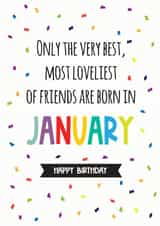 January birthday card for a friend created by Silly Prints