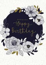 Floral border Birthday card created by Sarah Hustwaite Illustration