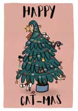 Happy Cat-mas Christmas Tree Funny Cats created by Bethany Illustrations