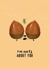 Cute Anniversary/Christmas Card - I'm Nuts About You - Pun created by Easel & Bear