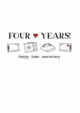 Cute Linen Anniversary Card - 4 Years - Happy Linen Anniversary created by Letters & Lines