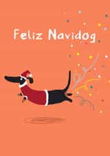 Feliz Navidog xmas card created by Fly high art