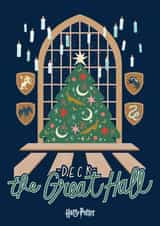 Deck the Great Hall Harry Potter Christmas Card created by Cardology