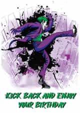 The Joker Kick Back DC Comics Birthday Card created by Cardology