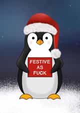 Sweary penguin Christmas card  created by Scrambled Meg Designs 