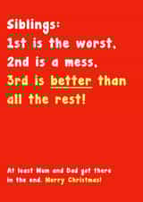 1st is the Worst, Siblings Christmas Card created by Card and Cake