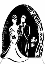 On your wedding day - black and white illustrated card created by Palette&Petal 