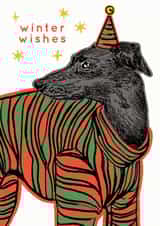 Winter Wishes Greyhound Party Hat Christmas Card created by Aimee Mac Illustration