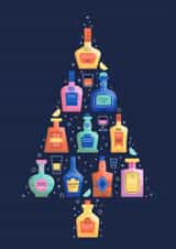 Boozy alcohol themed Christmas tree festive card created by Chris Wharton
