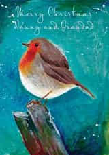 Christmas robin card for Nanny and Grandad created by Giddy Kipper