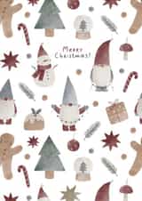 Merry Christmas! Christmas gnomes, snowman, gingerbread created by Nadya Barkova