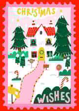 Pretty - Traditional - Postcard Stamp - Christmas Wishes - Contemporary - Cute - Christmas Card created by Jessica Smith Illustration