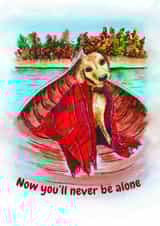 Greeting card with watercolor dog in a boat  created by Katherine Tolstyh