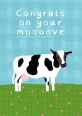 Funny Cow Pun New Home Card - Congrats On Your Moooove created by Caitlin Makes Things