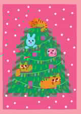 Adorable full of Joy, Friendship and Smile Christmas card. Tiger and cats created by @Doodle Bunny
