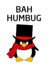 Bah Humbug Grumpy Penguin Christmas Card created by LOLCARDZ