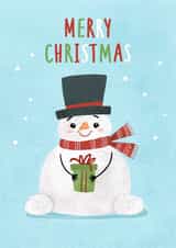 Merry Christmas snowman postcard created by Anastasia Kaznacheeva