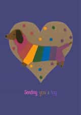 Rainbow hug sausage dog card created by Little Island Crafts