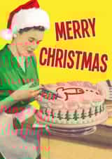 Rude - Festive - Cheeky - Penis - Vintage - Cake - Retro - Merry Christmas Card created by kissmekwik