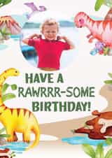 Personalised Birthday Photo Card created by Nidd And Rigg! - Dinosaur rawr Birthday Personalised Photo Card 20156