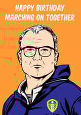 Leeds manager, Marcelo Bielsa birthday card created by Graham Sanders