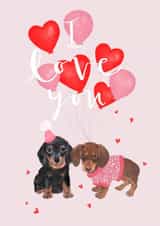 Sausage Dog Valentine’s Day Card / Dachshunds I Love You Card created by Honey & Velvet Studio