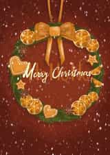 Christmas wreath with oranges and gingerbread created by Anna Solodova