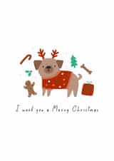 I woof you a Merry Christmas. Christmas dog created by Nadya Barkova
