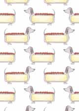 Cute Dachshund card - sausage dog pattern print - send a smile - just to say created by Bonny Shatwell