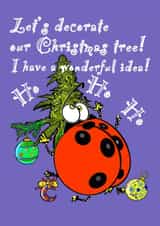 Funny Christmas card about deck a Christmas tree in a special way created by Chepurna