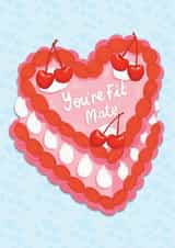 Cute Retro Cake Anniversary Card / Valentines Day Card - You're Fit Mate created by The Stylist Illustrates