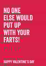 Put Up With Your Farts Valentine's Day Card created by Filthy Sentiments