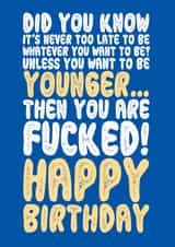 Never Too Late Happy Birthday Card created by On Fire Typography