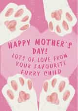 Cute Happy Mother's Day Love From the Cat Fur Child / Fur Baby  Paws Pink Card created by Kattern Design