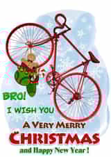For brother who is bikes fun and lover special Christmas New Year card created by Chepurna