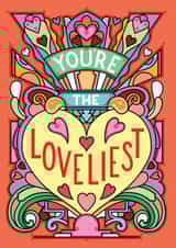Pretty Anniversary Card / Valentines Day Card / Birthday Card - Hearts - You're The Loveliest created by Rebecca Strickson Ltd
