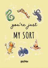 Cute Valentine's Card - You're Just My Sort - Houses - Harry Potter created by Cardology