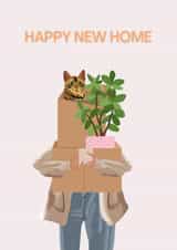 Cute Cat In The Box New Home Card - Happy New Home created by girlinmind