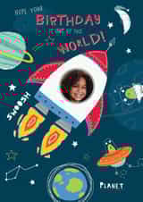 Personalised Birthday Photo Card created by cory reid - rocket space Birthday Personalised Photo Card 19195
