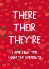 There their they're grammar valentines day card created by Chubby Sparrow