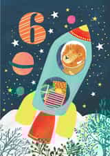 Kids Age 6 Space Lion Card created by Louise Tiler