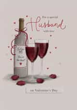 Husband Valentine's Day wine created by Sarah Hustwaite Illustration