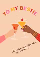 Bestie Cocktail Galentines Card  1001 created by Emmy Lupin Studio 