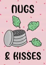 Funny Weed Pun Anniversary Card / Valentines Day Card - Nugs & Kisses created by Maisie-Jane Andrews