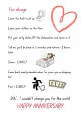 Happy Anniversary - I wouldn't change you for the world! created by Hackney and Jones Publishing