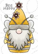 Send a smile with a whimsical hand drawn gnome - Bee Happy - Bumble bee created by Bonny Shatwell