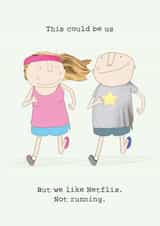 Funny Running Couple Valentines Day Card / Anniversary Card - Netflix - This Could Be Us But We Like Netflix created by Rosie Made A Thing