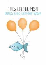 Cute Illustrated Fish Big Wish Birthday Card created by Lanther Black