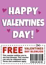 Valentines Day BJ Voucher Valentines Day Card 1002 created by Hint of Sarcasm